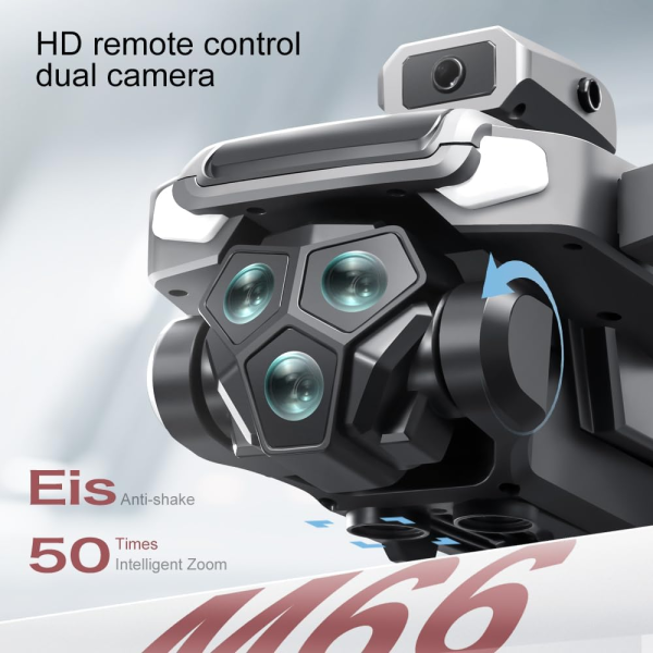 Квадрокоптер M66 MAX с пультом и экраном, FPV, двойная камера, бесщеточные моторы, складной дрон