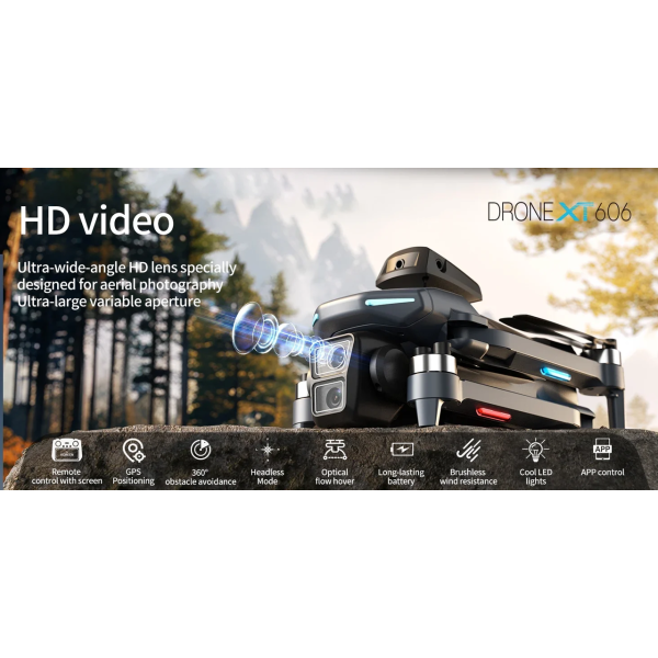 Квадрокоптер XT606 MAX GPS 4K дрон с пультом и экраном 5.6", FPV 5G WiFi, бесщеточными моторами, EIS стабилизацией, Follow Me, Optical Flow, до 2 км