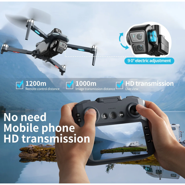 Квадрокоптер XT606 MAX GPS 4K дрон с пультом и экраном 5.6", FPV 5G WiFi, бесщеточными моторами, EIS стабилизацией, Follow Me, Optical Flow, до 2 км