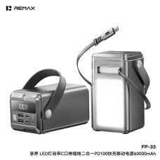 Повербанк Power Bank Remax 60000 mAh для ноутбука, быстрая зарядка PD 100W, портативная зарядная станция, USB-C, LED-дисплей, фонарик, в