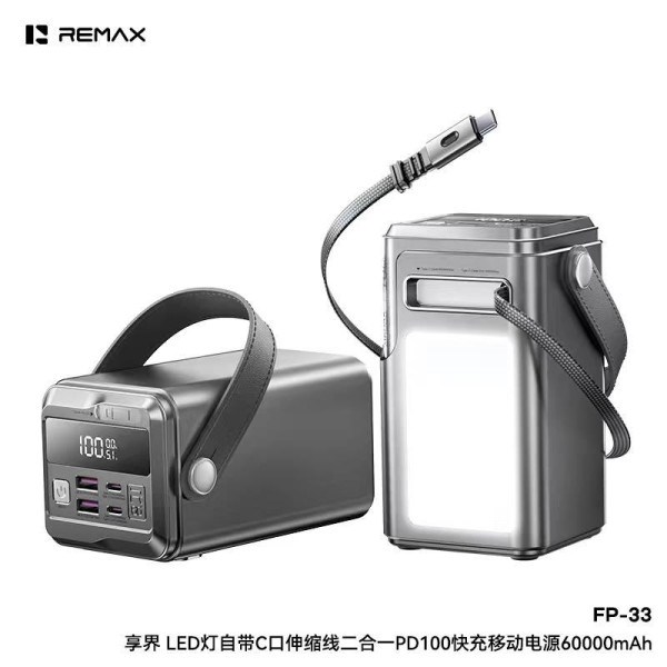 Повербанк Power Bank Remax 60000 mAh для ноутбука, быстрая зарядка PD 100W, портативная зарядная станция, USB-C, LED-дисплей, фонарик, в