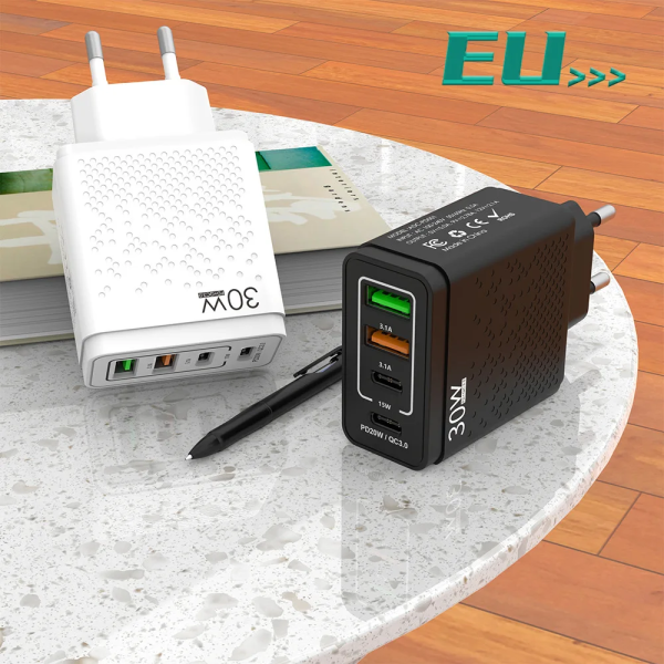 Зарядний пристрій PD 30W швидке заряджання Quick Charge 3.0 USB, Type-C PD, блок зарядки