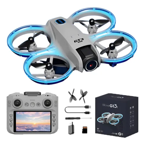 Дрон GT3 Max Drone 4K FPV с экраном — квадрокоптер с камерой Wi-Fi для детей и новичков, складной Mini Drone, Follow Me, Orbit, 2 аккумулятора