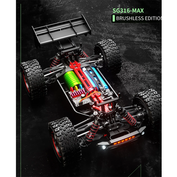 Радіокерована машинка SG316 MAX 4WD 1:16 позашляховик на пульті RC автомобіль до 80 км/год безщіткова для бездоріжжя 2 АКБ