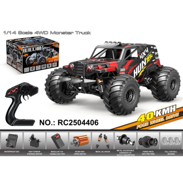RC Машинка HS14311 Монстр Трак 1:14 4WD до 40 км/ч внедорожник на радиоуправлении металлическая трансмиссия IPX4
