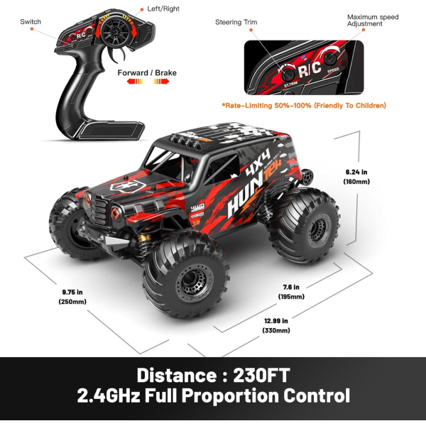 RC Машинка HS14311 Монстр Трак 1:14 4WD до 40 км/ч внедорожник на радиоуправлении металлическая трансмиссия IPX4