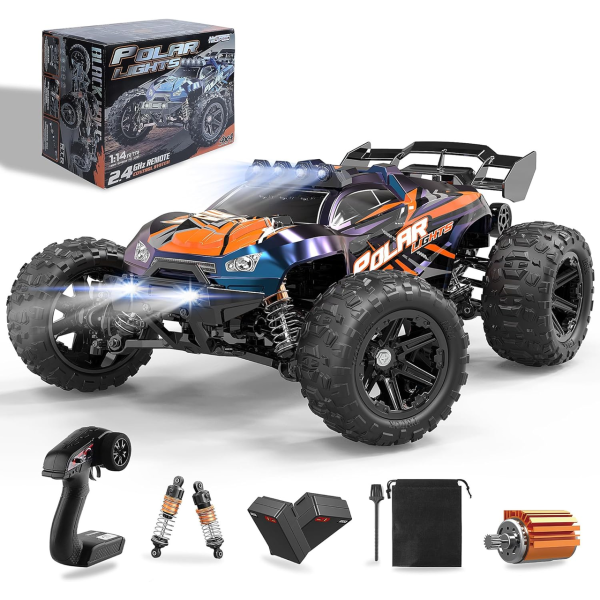 RC Машинка Монстр Трак 1:14 4WD до 40 км/ч внедорожник на радиоуправлении IPX4 полный привод металл