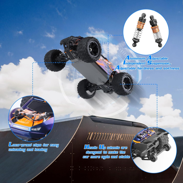 RC Машинка Монстр Трак 1:14 4WD до 40 км/ч внедорожник на радиоуправлении IPX4 полный привод металл