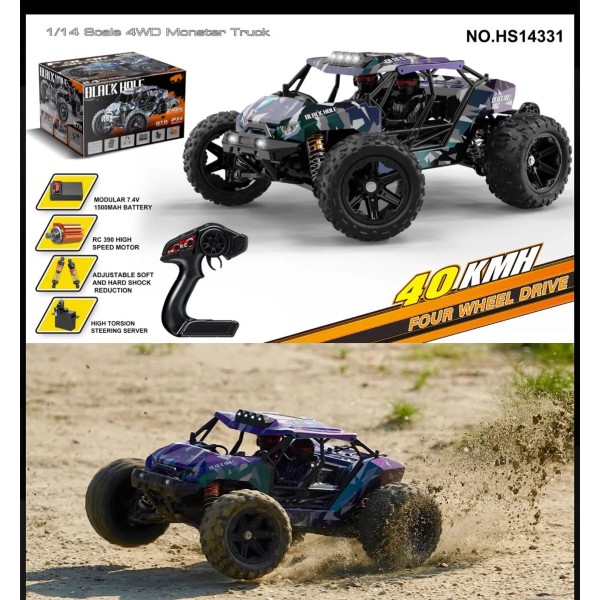 RC Машинка HS14331 1:14 4WD трагги колекторная до 40 км/ч на радиоуправлении внедорожник