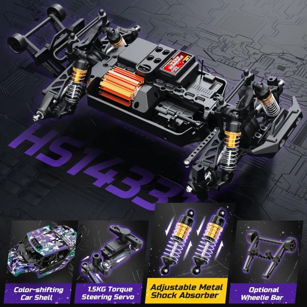 RC Машинка HS14331 1:14 4WD трагги колекторная до 40 км/ч на радиоуправлении внедорожник