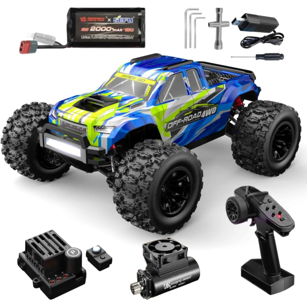 RC машинка MJX 14208 4WD 1:14 до 50 км/год, 2 акумулятори, безколекторний позашляховик, металева підвіска