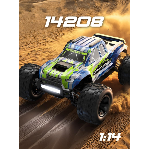RC машинка MJX 14208 4WD 1:14 до 50 км/год, 2 акумулятори, безколекторний позашляховик, металева підвіска