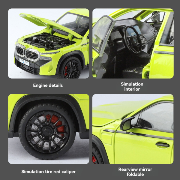 Радиоуправляемая машинка BMW XM 1:24 — металлическая RC модель, свет, звук, дым, открываются двери, 2.4GHz пульт, подарочная