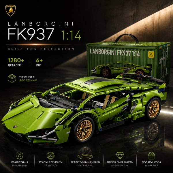 Конструктор спортивний автомобіль 1280+ деталей у стилі LEGO Technic, машинка конструктор для дітей