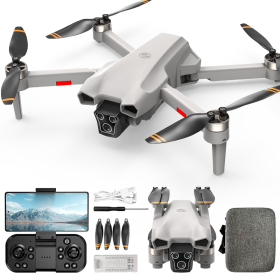 Квадрокоптер дрон L107 PRO 4K с двойной камерой FPV WiFi БК моторы до 200 м складной радиоуправляемый дрон кейс