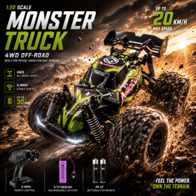 Машинка на радиоуправлении Monster Truck 1:20 4WD RC багги внедорожник до 20 км/ч, радиоуправляемая машинка на пульте 2.4GHz для д