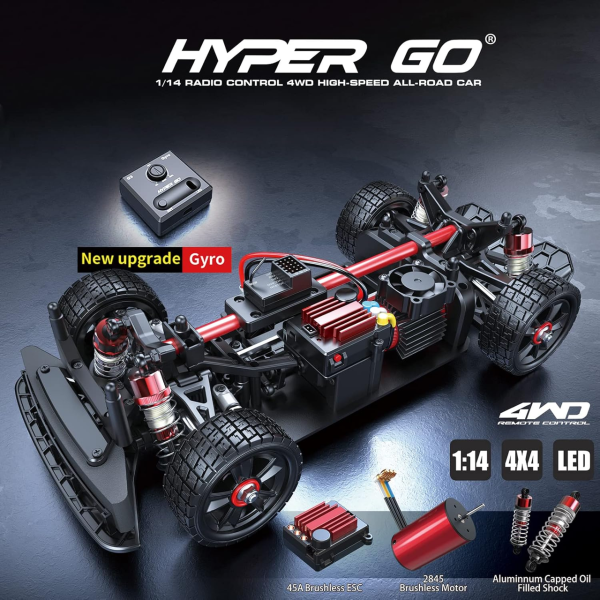 Машинка на радіокеруванні MJX Hyper Go 14302 1:14 4WD до 42 км/год, Brushless RC дрифт авто, спортивний автомобіль на пульті, акум