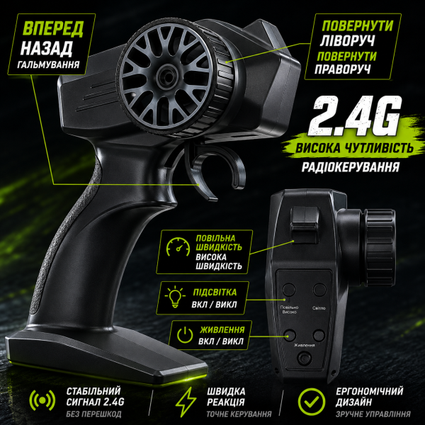 Машинка на радіокеруванні ZLL SG718 1:24 4WD, RC дрифт авто на пульті, спортивний автомобіль до 20 км/год, LED підсвітка