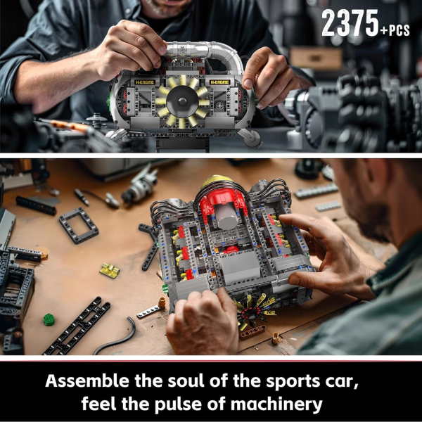 Конструктор двигун Flat-6 Mould King 10181 з електромотором 2375 деталей — модель опозитного двигуна, механічний двигун