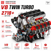 Конструктор двигун V8 Twin Turbo Mould King 10130 з електромотором 2718 деталей — модель двигуна V8, механічний двигун