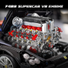 Конструктор двигун V8 Twin Turbo Mould King 10130 з електромотором 2718 деталей — модель двигуна V8, механічний двигун