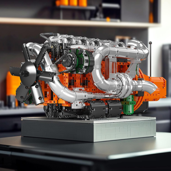 Конструктор двигун вантажівки Mould King 10200 Inline-6 Turbo з електромотором 3236 деталей — модель рядного 6-циліндрового двигун