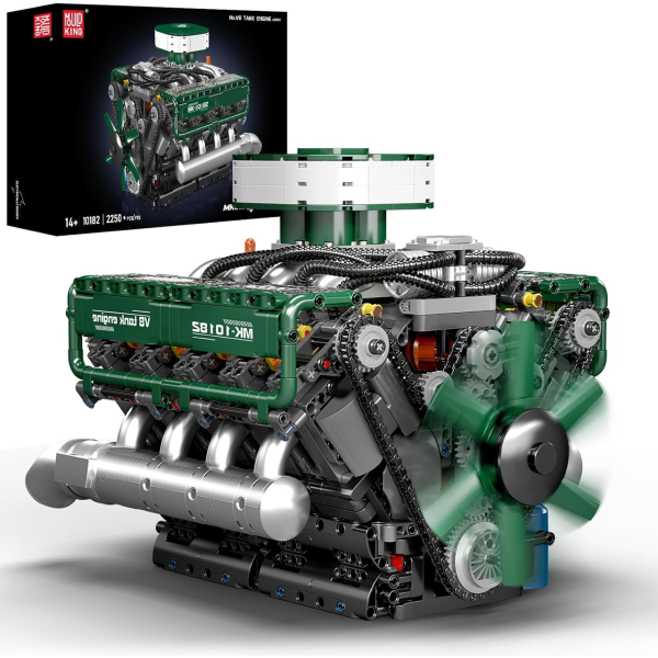 Конструктор двигун танка V8 Mould King 10182 з електромотором 2250 деталей модель двигуна V8, механічний двигун