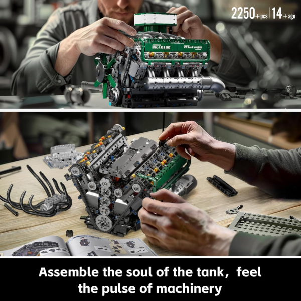 Конструктор двигун танка V8 Mould King 10182 з електромотором 2250 деталей модель двигуна V8, механічний двигун