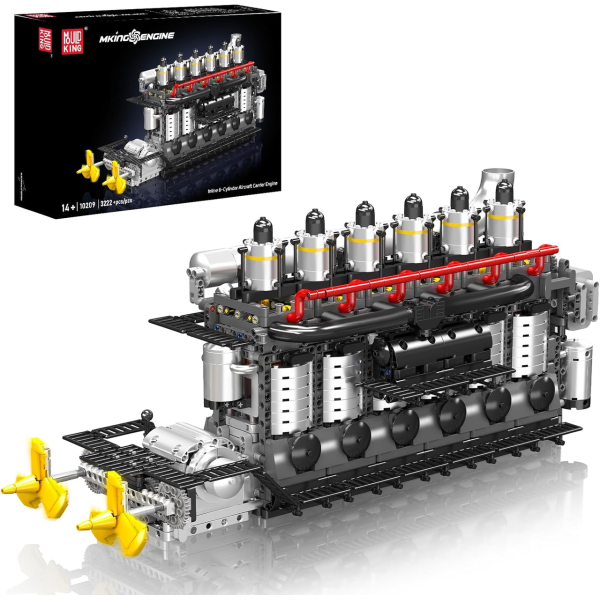 Конструктор двигун авіаносця Inline-6 Mould King 10209 з електромотором 3222 рядного 6-циліндрового дизельного двигуна