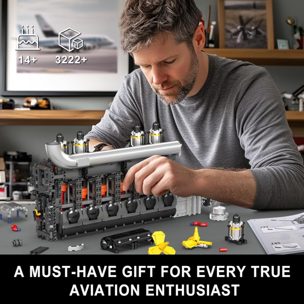 Конструктор двигун авіаносця Inline-6 Mould King 10209 з електромотором 3222 рядного 6-циліндрового дизельного двигуна
