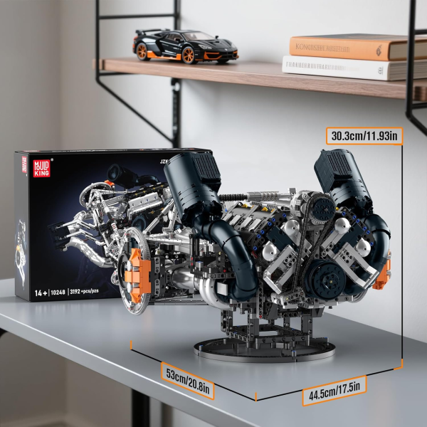 Конструктор двигун V8 Hyper Mould King 10248 3192 деталі — модель двигуна суперкара V8, механічний STEM конструктор