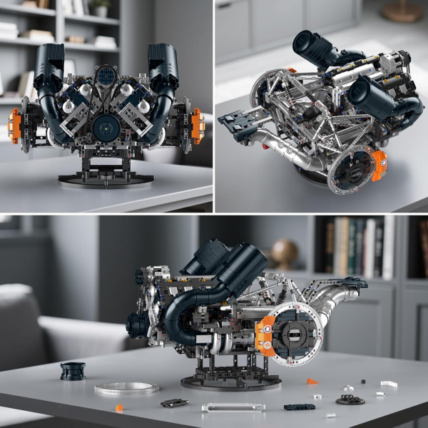 Конструктор двигун V8 Hyper Mould King 10248 3192 деталі — модель двигуна суперкара V8, механічний STEM конструктор