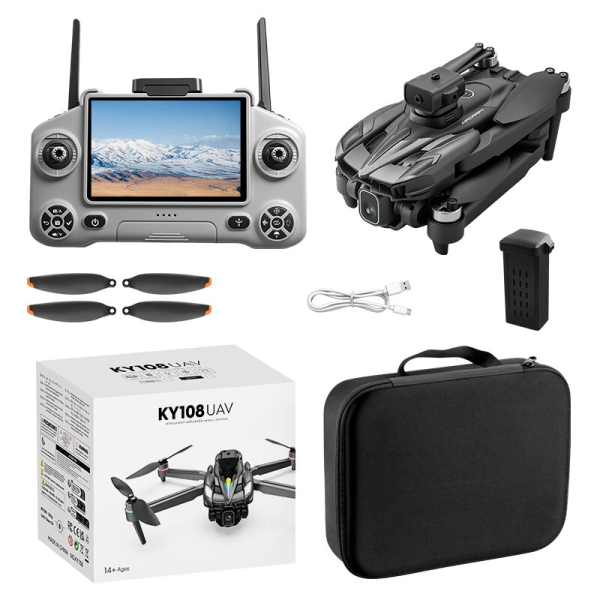 Квадрокоптер XKJ KY108 FPV с экраном 4.3", бесколлекторный дрон, двойная HD-камера, WiFi, оптическое позиционирование, обход помех