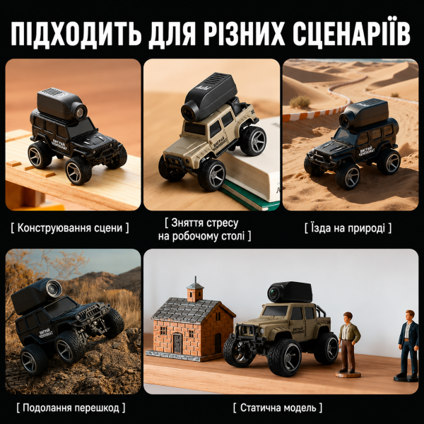 Міні машинка на радіокеруванні KFPLAN KF32 1:64 з FPV камерою 480P, RC авто 2WD на пульті 2.4GHz, пропорційне керування