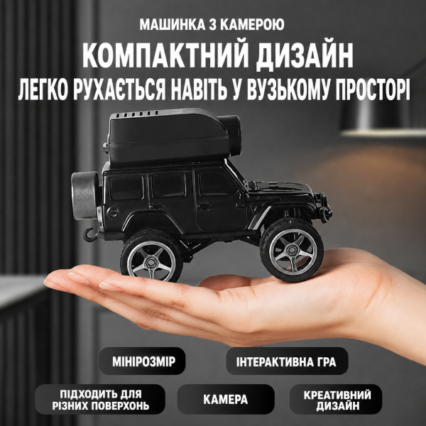 Міні машинка на радіокеруванні KFPLAN KF32 1:64 з FPV камерою 480P, RC авто 2WD на пульті 2.4GHz, пропорційне керування