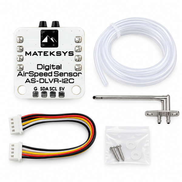Цифровий датчик повітряної швидкості Matek AS-DLVR-I2C для БПЛА та RC літаків — сенсор DLVR-L10D, I2C, трубка Піто, ArduPilot, INA