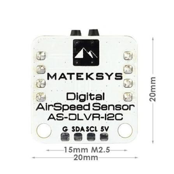 Цифровий датчик повітряної швидкості Matek AS-DLVR-I2C для БПЛА та RC літаків — сенсор DLVR-L10D, I2C, трубка Піто, ArduPilot, INA