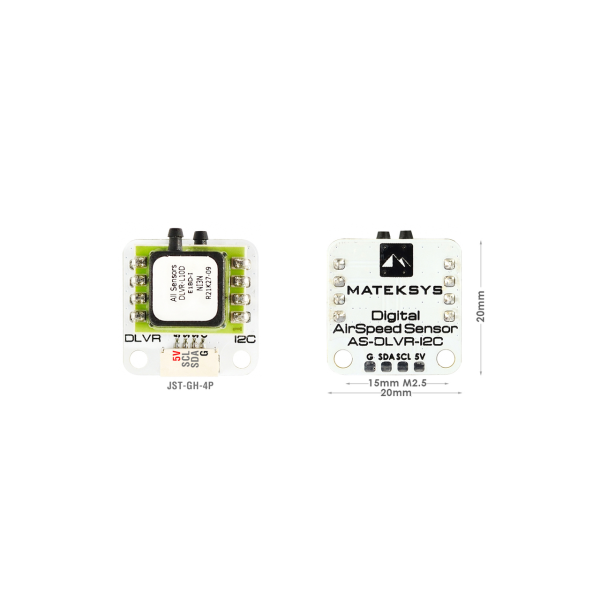 Цифровий датчик повітряної швидкості Matek AS-DLVR-I2C для БПЛА та RC літаків — сенсор DLVR-L10D, I2C, трубка Піто, ArduPilot, INA