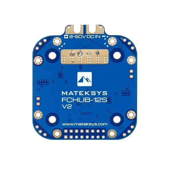 Плата розподілу живлення Matek FCHUB-12S V2 PDB для дронів і X-Class — 3–12S LiPo, 4×70A, датчик струму 440A, BEC 5V/12V, BLHeli32
