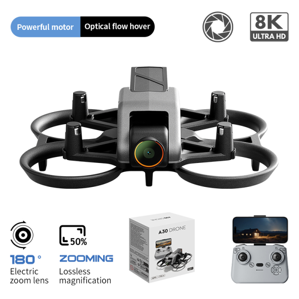 Квадрокоптер A30 з камерою 8K міні дрон з Optical Flow, камерою 180°, Wi-Fi, захистом пропелерів, до 150 м, 2 акумулятори