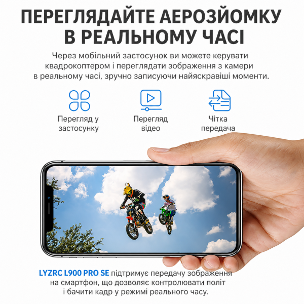 Квадрокоптер з камерою LYZRC L900 PRO SE 4K, GPS, безщіткові мотори, 5G Wi-Fi, до 1200 м