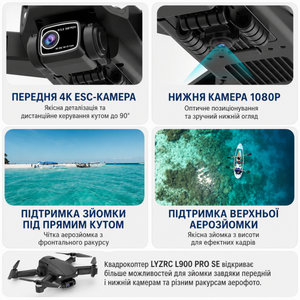 Квадрокоптер з камерою LYZRC L900 PRO SE 4K, GPS, безщіткові мотори, 5G Wi-Fi, до 1200 м