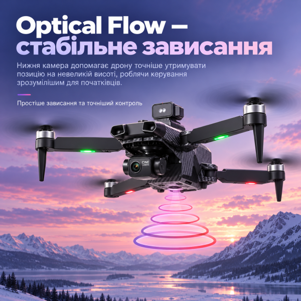 Квадрокоптер RG808 PRO з камерою 720P GPS Brushless дрон, 3-осьовий підвіс EIS, пульт з екраном 4.3″, Optical Flow, обхід перешкод