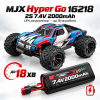 Радіокерована машинка MJX Hyper Go 16218 1:16 4WD Brushless до 45 км/год RC монстр-трак, АКБ 2000mAh, масляні амортизатори, метале
