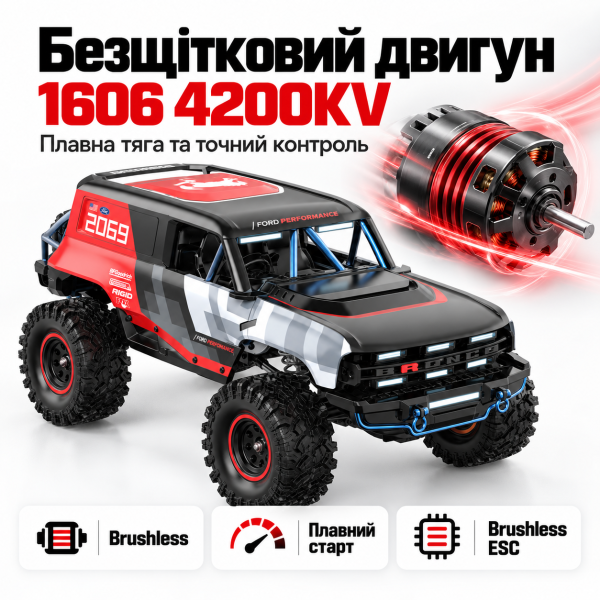 Радіокерована машинка MJX Hyper Go H18P 1:18 4WD Brushless RC Crawler позашляховик 4200KV 500mAh DIG