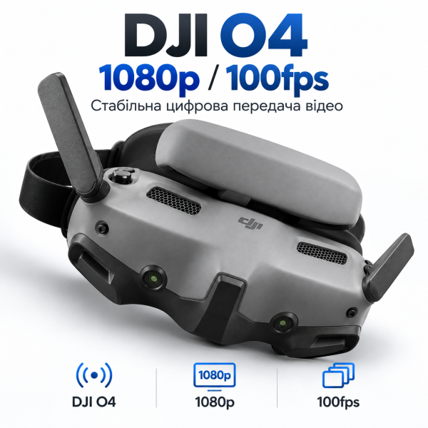 Відеоокуляри DJI Goggles 3 1080p 100Hz для дрона — цифрові окуляри Micro-OLED, DJI O4, Real View PiP, Head Tracking, microSD 512GB